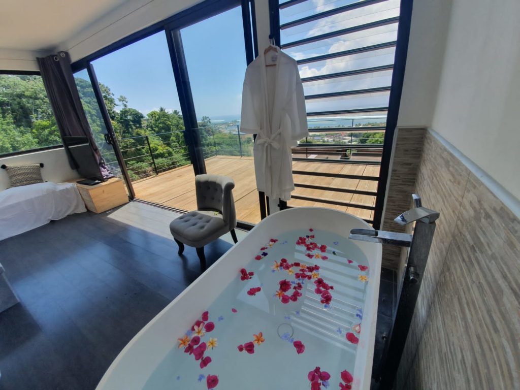 Villa Bounty avec piscine privée et vue panoramique sur l'océan à Tahiti